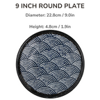 Mino Ware Wave Pattern Retro Underglaze Bowl and Plate Set