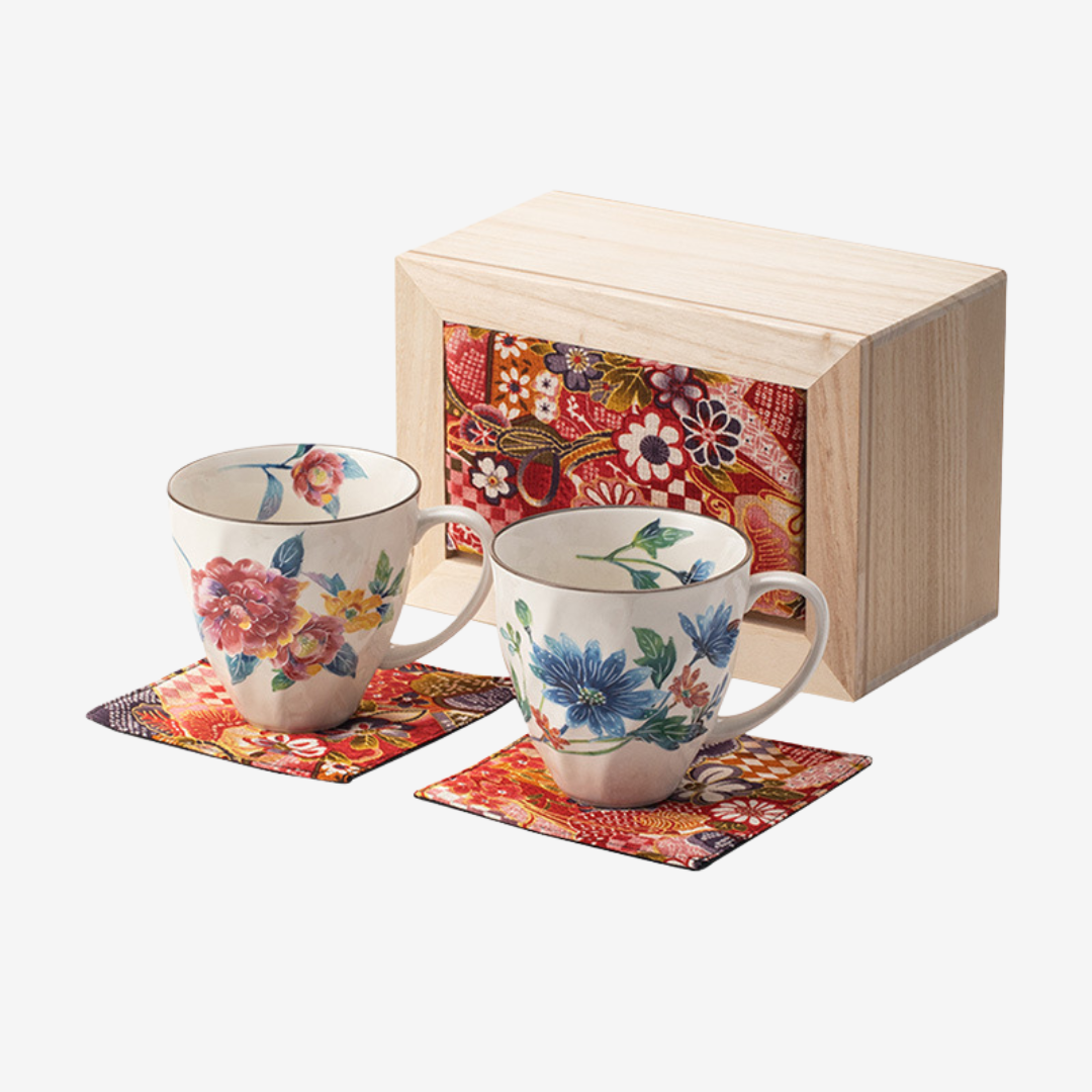 Mino Ware Floral Series Mug Gift Set