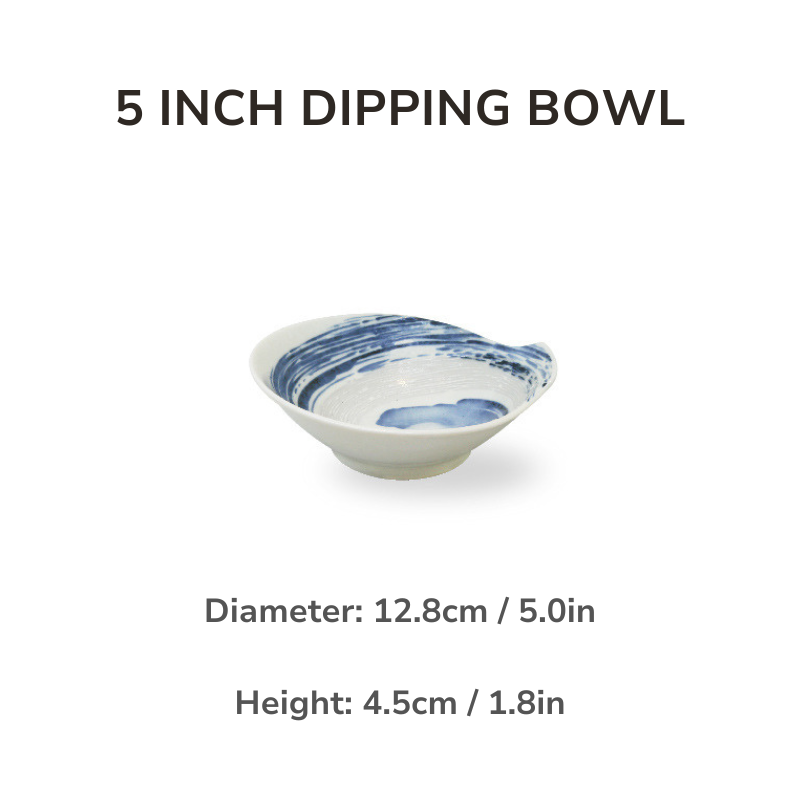 Mino Ware Funshuki Seiryuu Series Underglaze Bowl and Plate Set