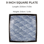 Mino Ware Wave Pattern Retro Underglaze Bowl and Plate Set