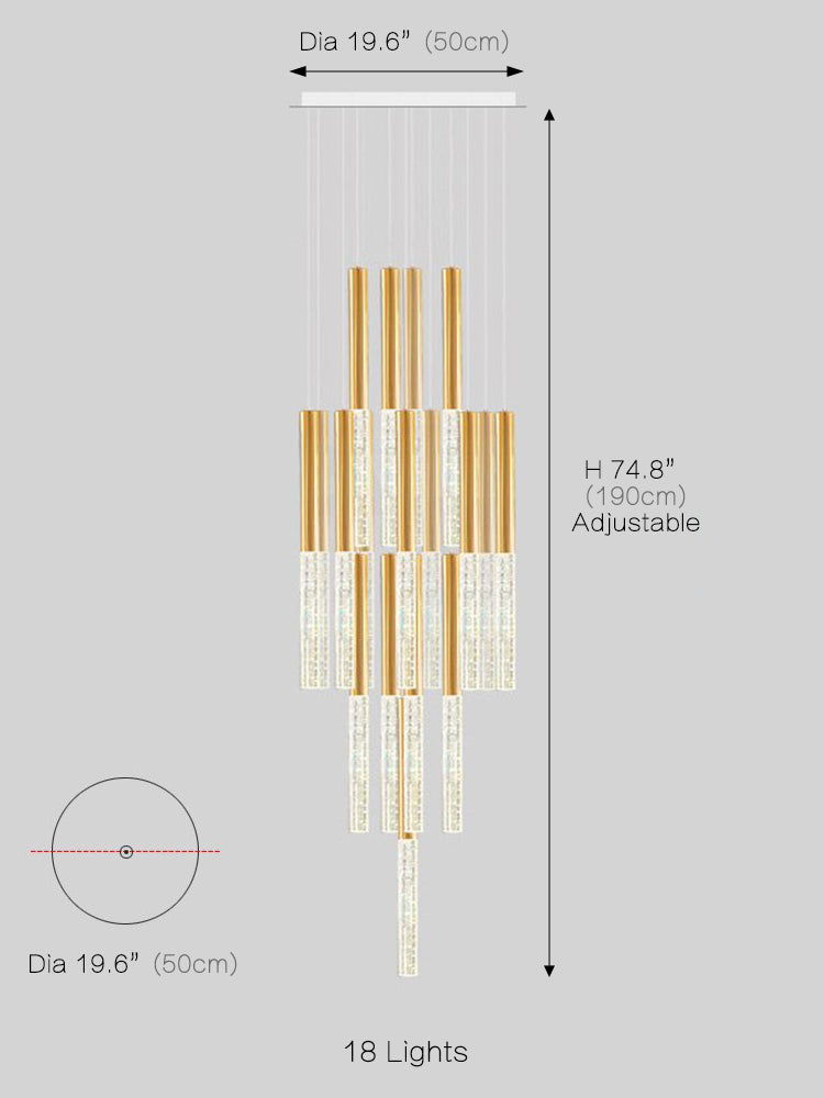 Crystal Column Staircase Pendant Light