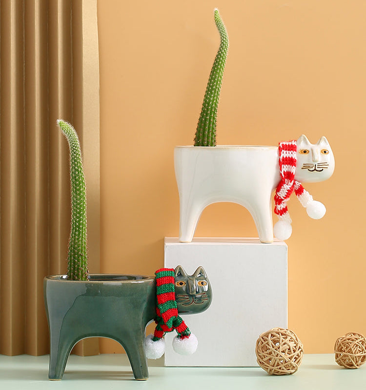 Animated Cat Ceramic Vase