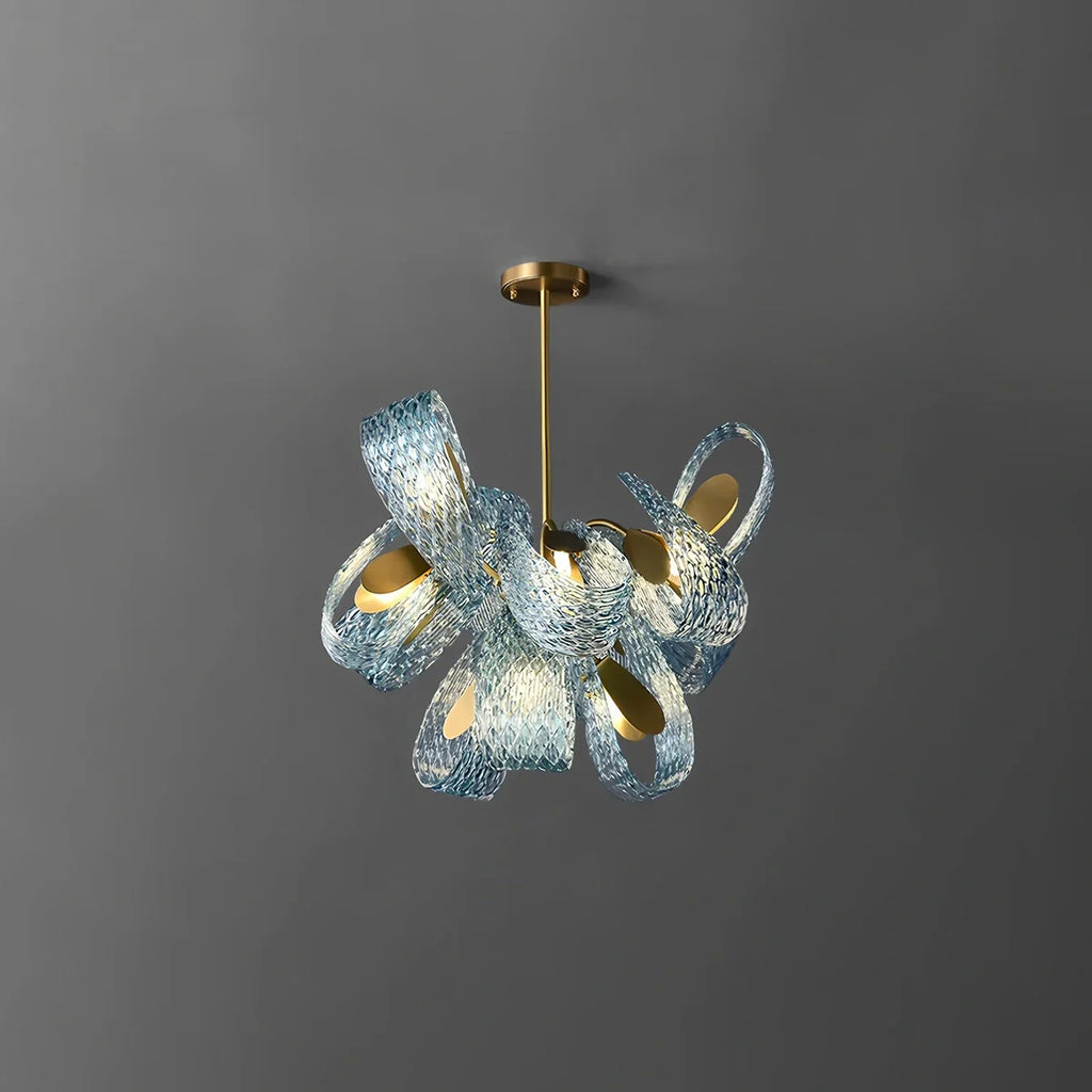 Peacock Blue Art Glass Chandelier for Dining Room