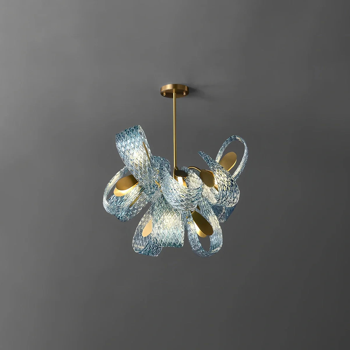 Peacock Blue Art Glass Chandelier for Dining Room