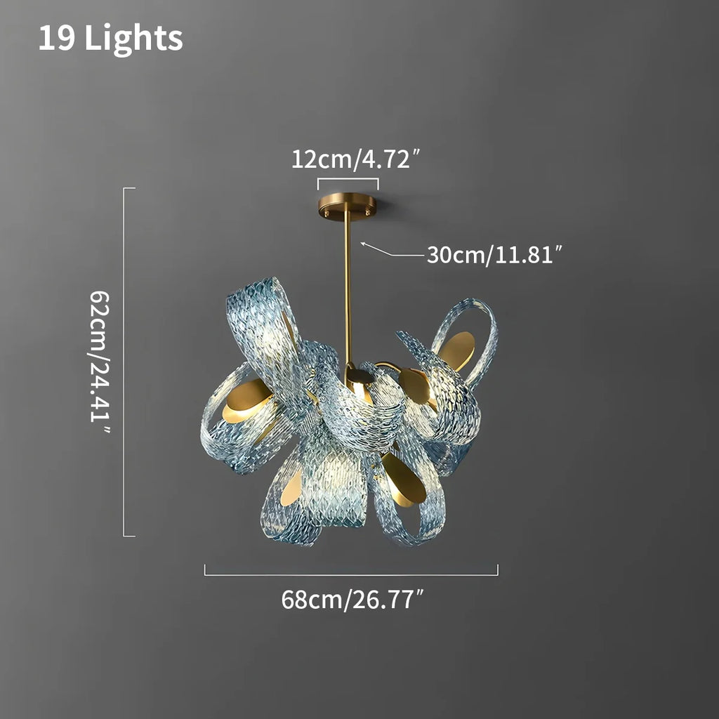 Peacock Blue Art Glass Chandelier for Dining Room