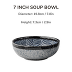 Mino Ware Wave Pattern Retro Underglaze Bowl and Plate Set