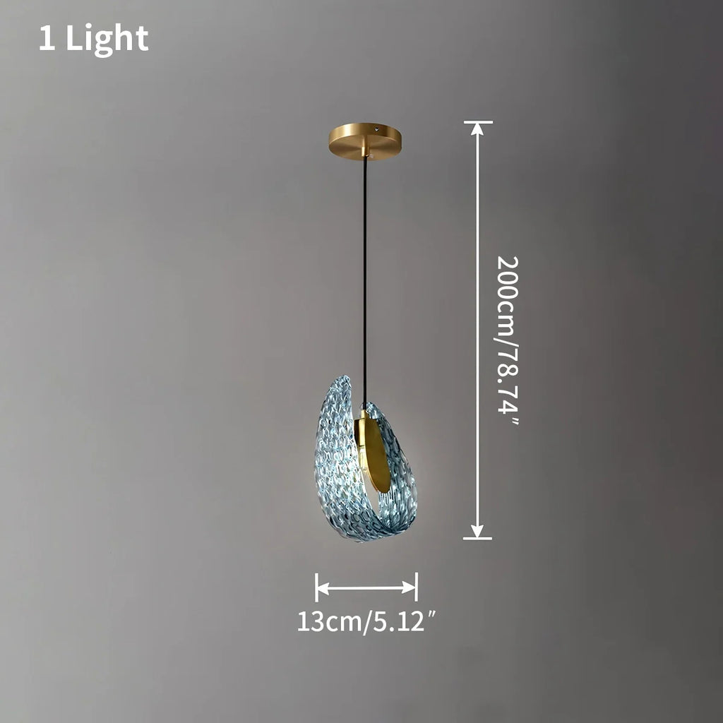 Peacock Blue Art Glass Chandelier for Dining Room