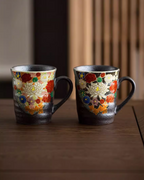 Kutani Ware Handcrafted Golden Floral Couple Mug Set – Wedding Gift