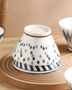 Yashin Underglaze Vintage Cone-Shaped Bowl Set