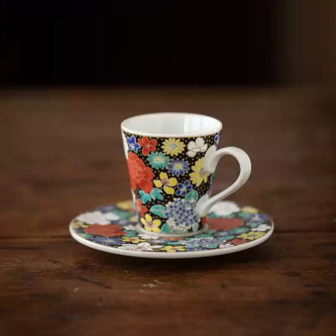 Kutani Ware Imperial Floral Coffee Cup