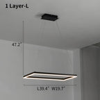 Modern Black Tiered Rectangular Chandelier