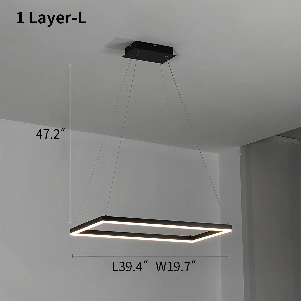 Modern Black Tiered Rectangular Chandelier