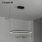Modern Black Tiered Rectangular Chandelier