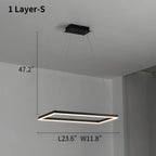 Modern Black Tiered Rectangular Chandelier