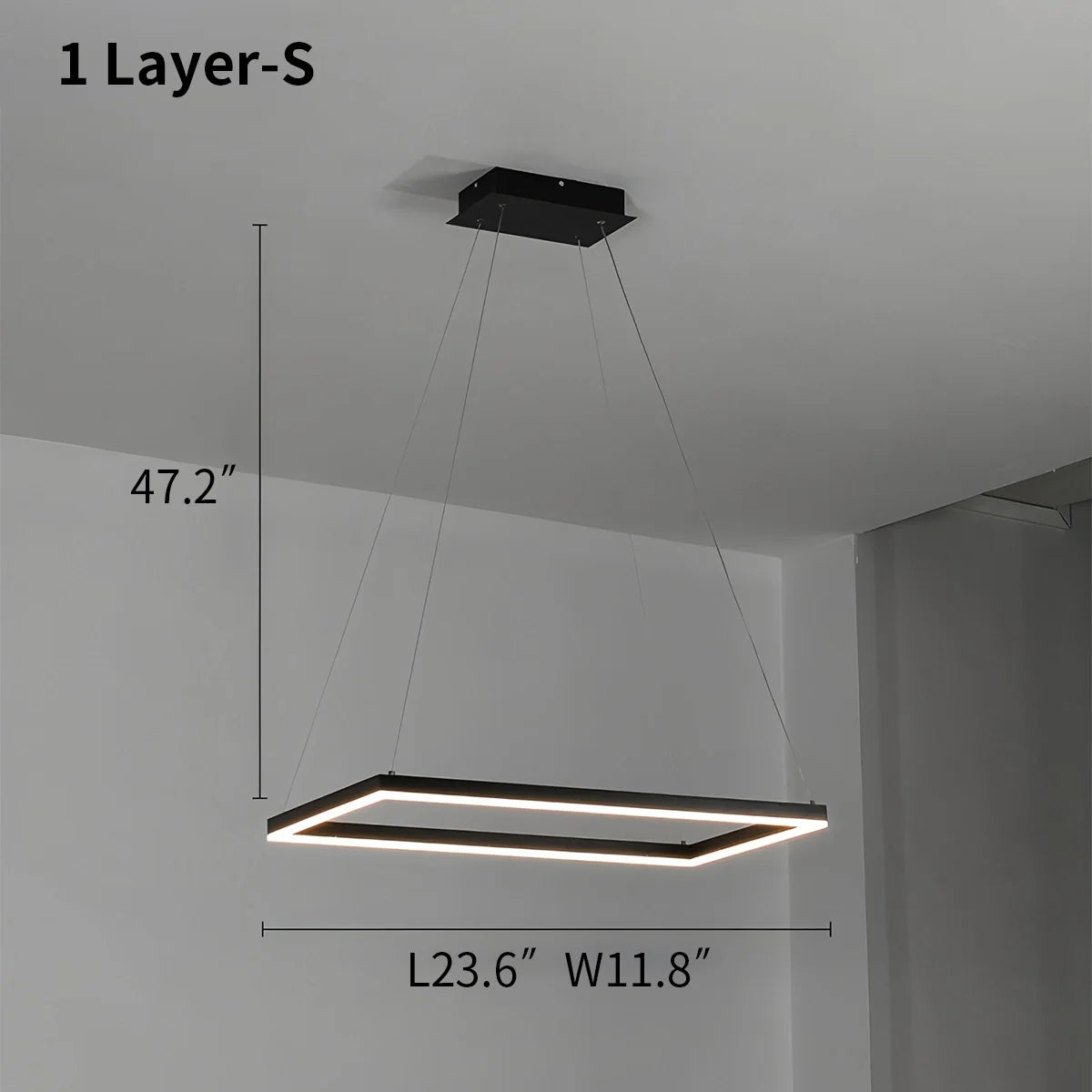 Modern Black Tiered Rectangular Chandelier