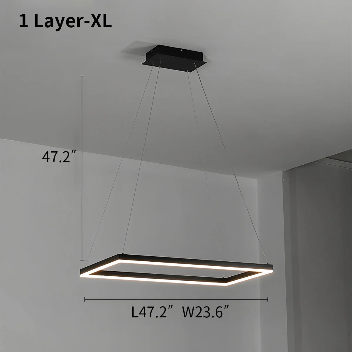 Modern Black Tiered Rectangular Chandelier