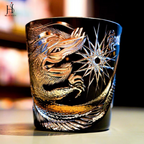 Edo Kiriko Hand-Carved Dragon's Breath Whiskey Glass