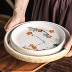 Fukutora Ware Hand-Painted Maple Leaf Plate