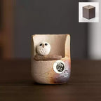 Shigaraki Ware Handmade Rustic Ceramic Owl Incense Holder