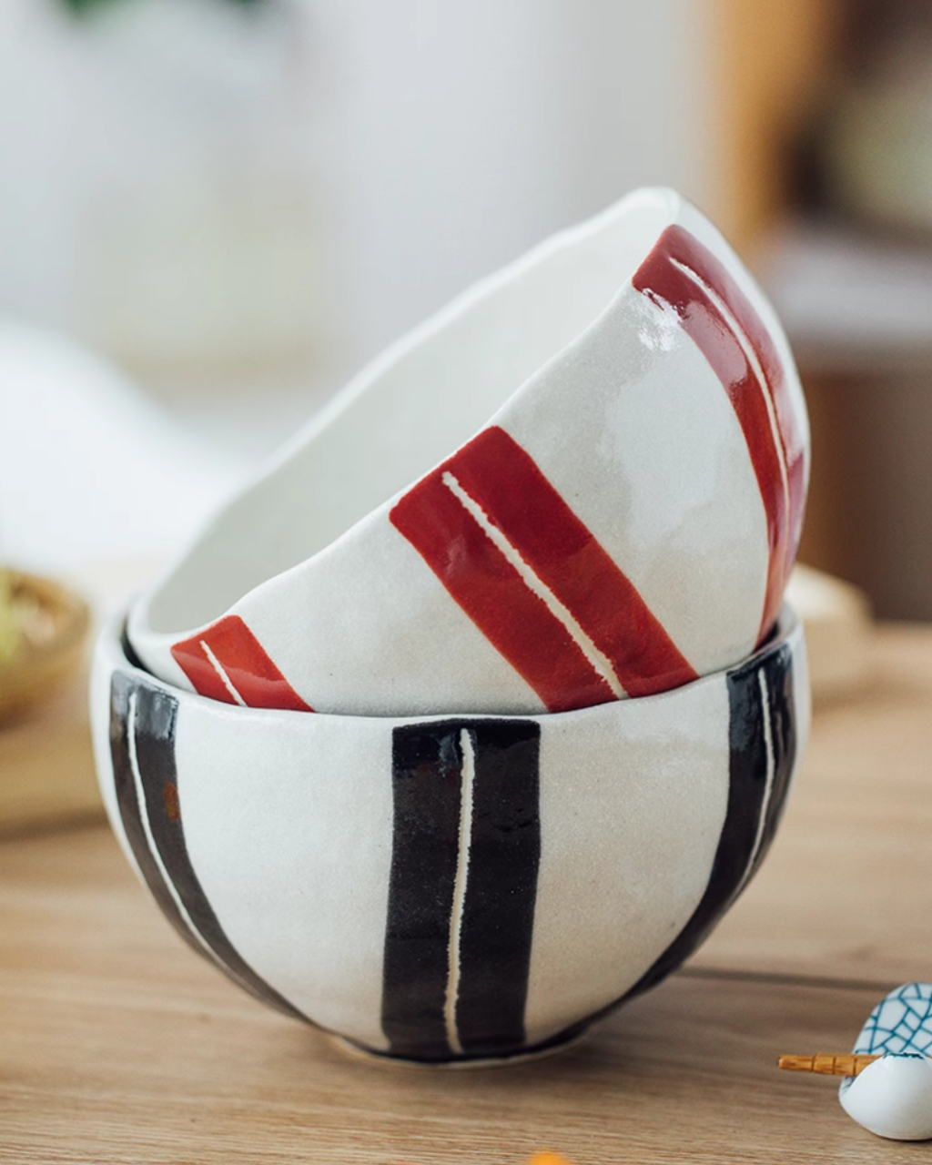 Mino Ware Vintage Underglaze Tokusa Couple Bowl Set – Wooden Box Edition