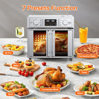 PlumChef 26QT Large French Double Door Air Fryer Oven 1700W 14 Presets 7in1 Silver