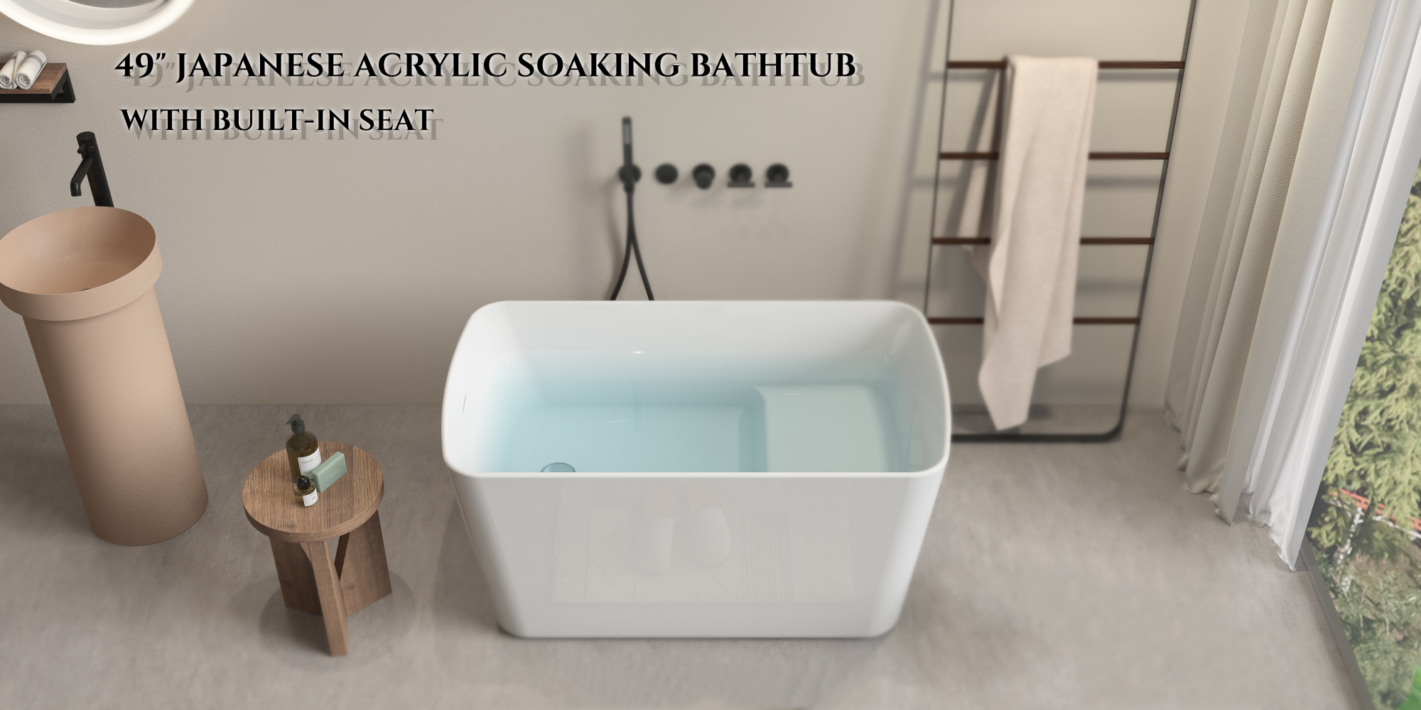 Luxury Square Japanese Soaking Tub