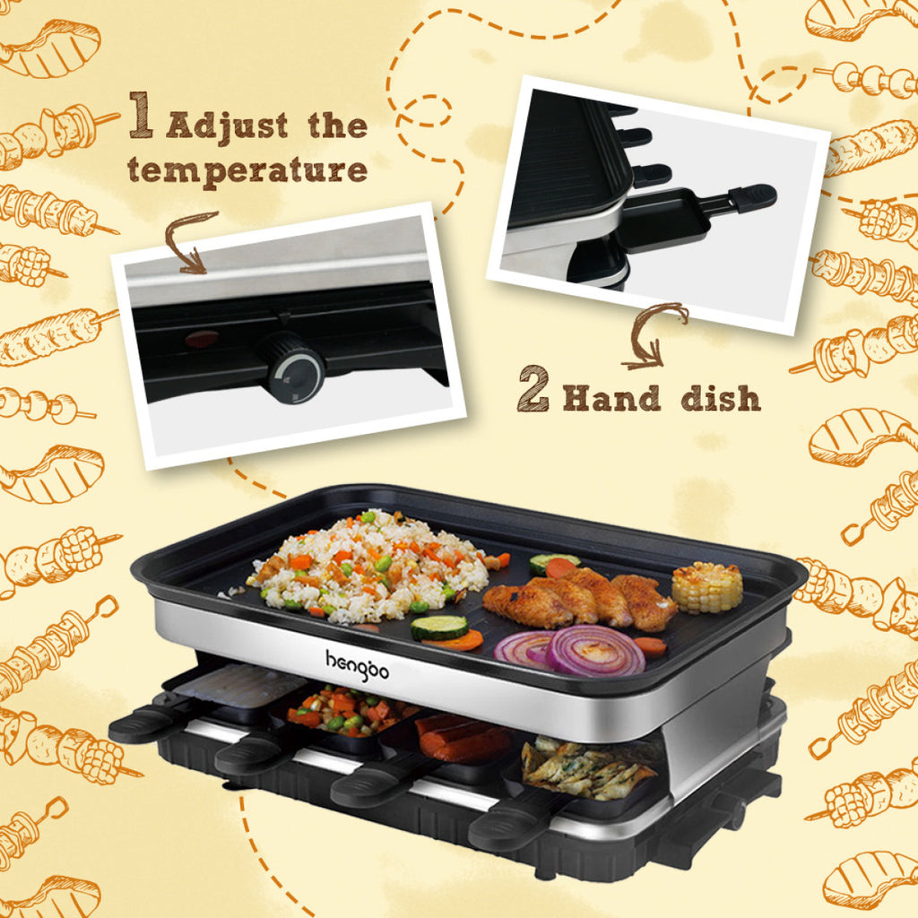 Raclette Electric Griddles Grill for 8 People