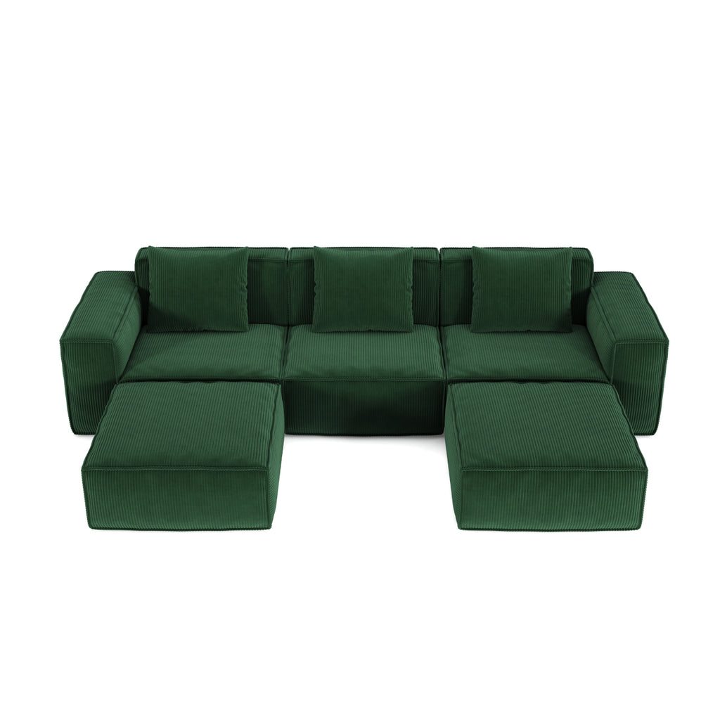 118-inch modular sofa can be converted into an oversized sofa bed Free conversion sofa set flexible configuration, soft corduroy cloud velvet fabric