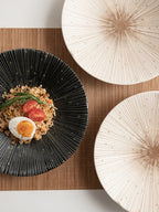 Mino Ware Thousand-Stripes Handcrafted Ceramic Plate