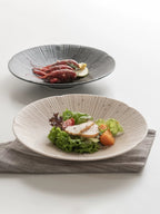 Mino Ware Thousand-Stripes Handcrafted Ceramic Plate