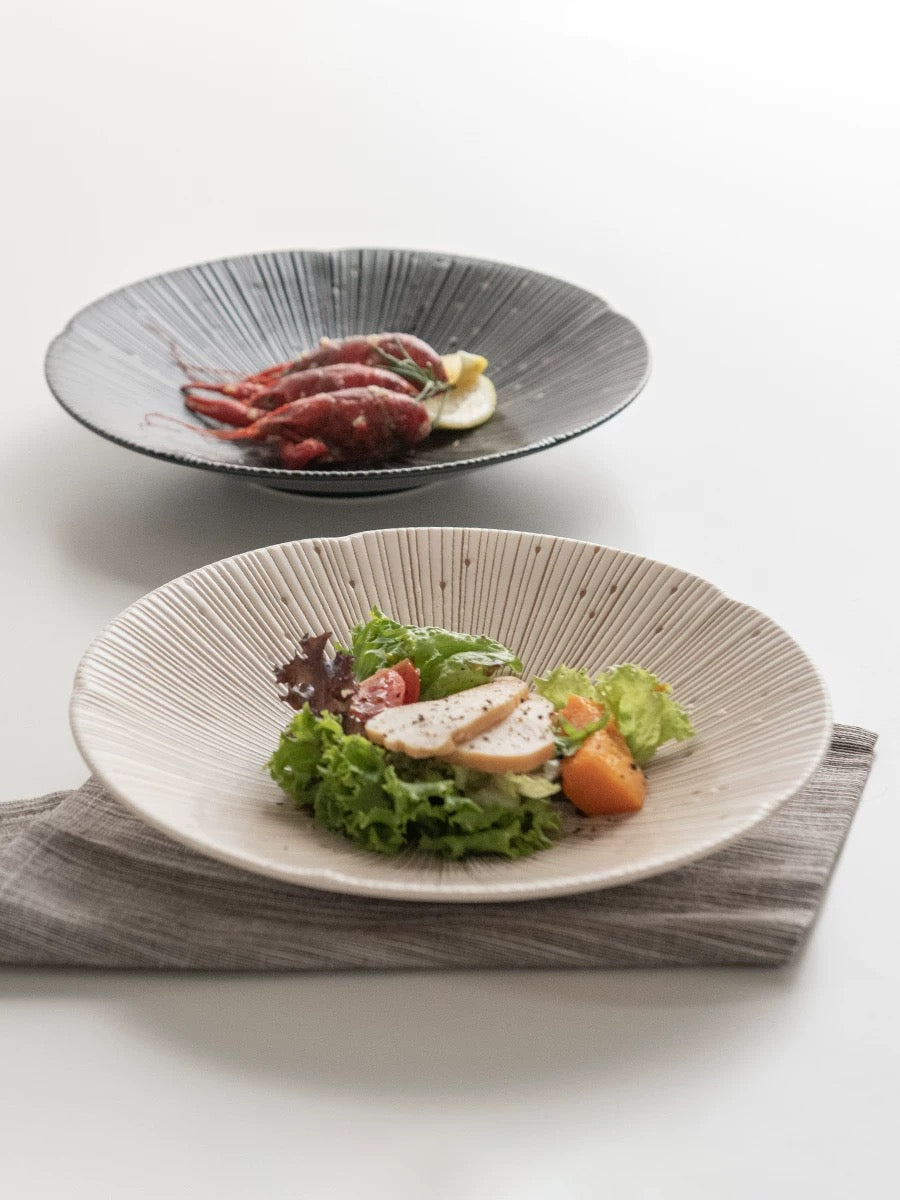 Mino Ware Thousand-Stripes Handcrafted Ceramic Plate