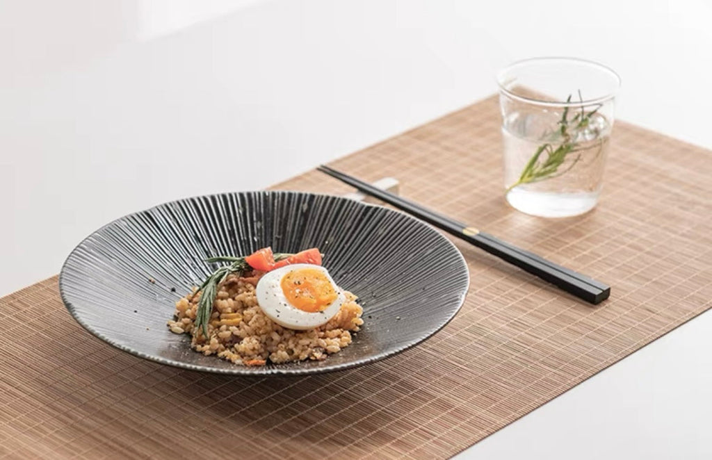 Mino Ware Thousand-Stripes Handcrafted Ceramic Plate