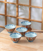 Mino Ware Imperial Floral Pattern Ceramic Bowl Set