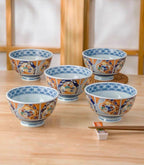 Mino Ware Imperial Floral Pattern Ceramic Bowl Set