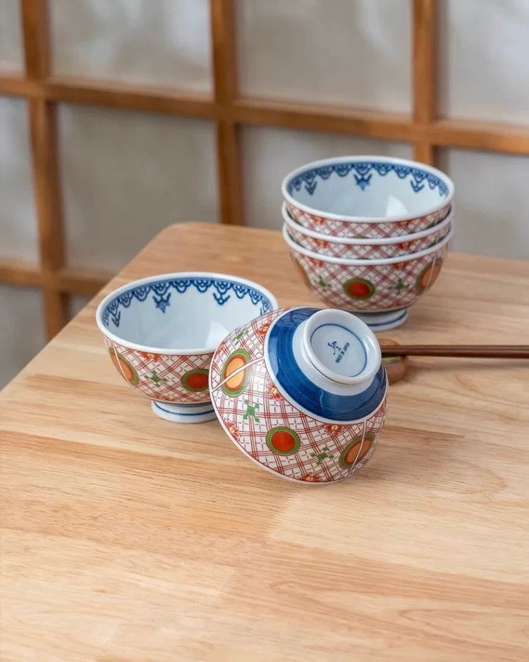 Mino Ware Imperial Floral Pattern Ceramic Bowl Set