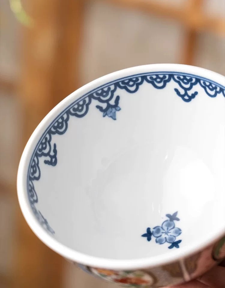 Mino Ware Imperial Floral Pattern Ceramic Bowl Set