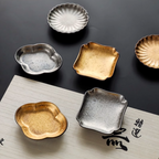 Hasami Ware Toyotsu Handcrafted Gold and Silver Decorated Dessert Plate Gift Set