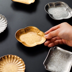 Hasami Ware Toyotsu Handcrafted Gold and Silver Decorated Dessert Plate Gift Set