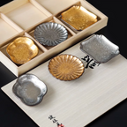 Hasami Ware Toyotsu Handcrafted Gold and Silver Decorated Dessert Plate Gift Set