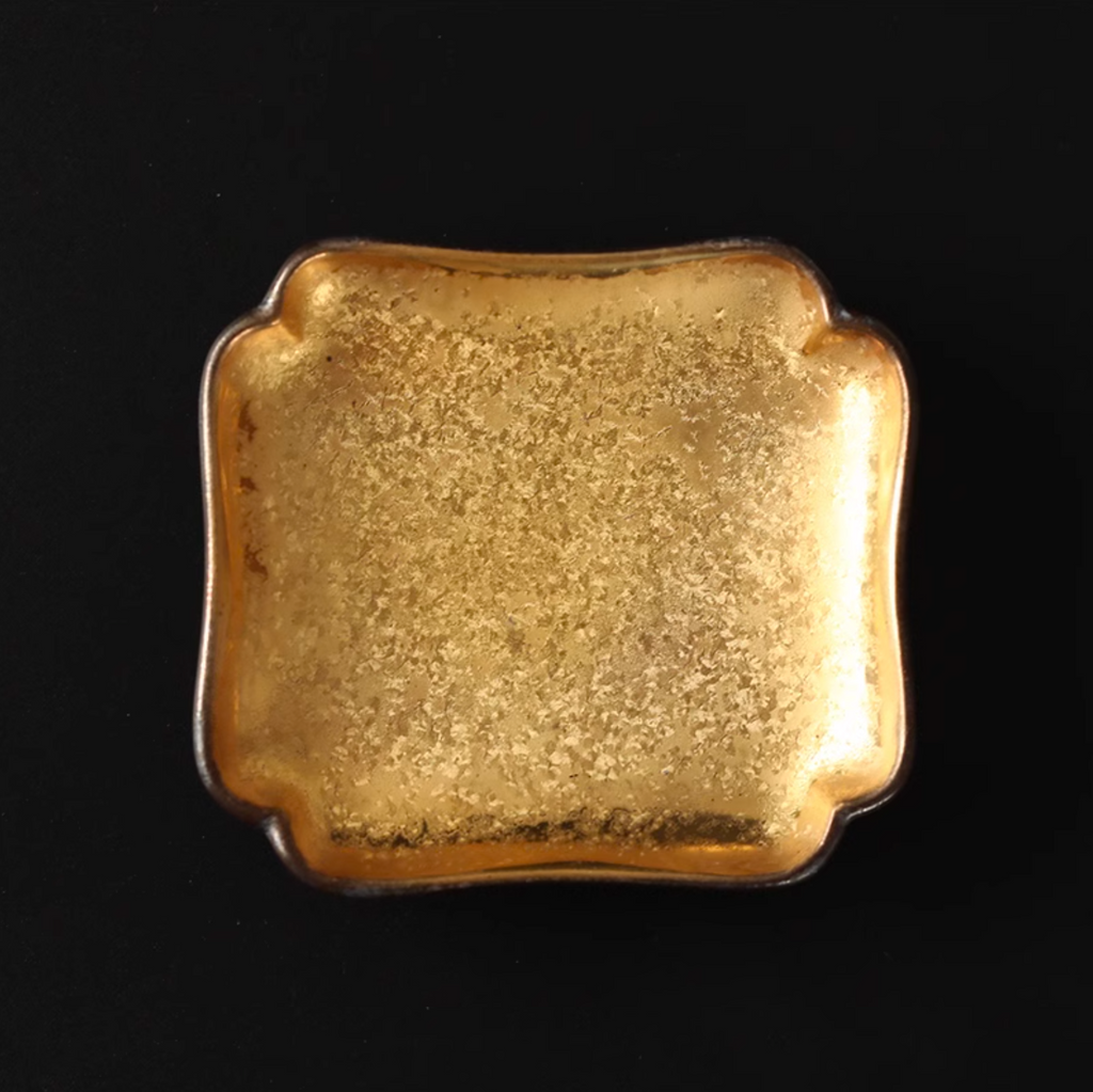 Hasami Ware Toyotsu Handcrafted Gold and Silver Decorated Dessert Plate Gift Set