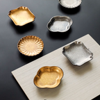 Hasami Ware Toyotsu Handcrafted Gold and Silver Decorated Dessert Plate Gift Set