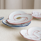 Arita Ware Hand-Painted Auspicious Knot Plate Gift Set