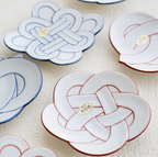 Arita Ware Hand-Painted Auspicious Knot Plate Gift Set