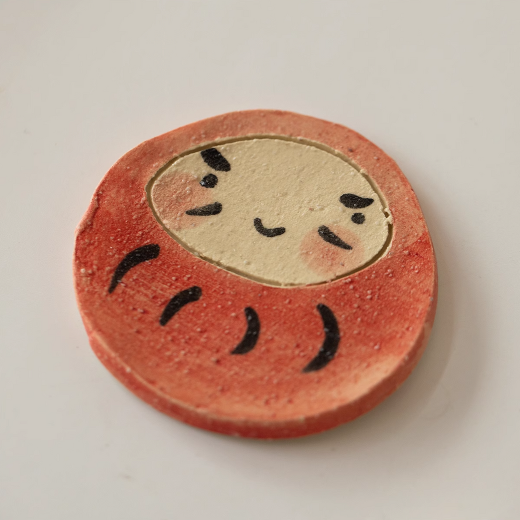 Seto Ware Daruma Handmade Clay Incense Holder