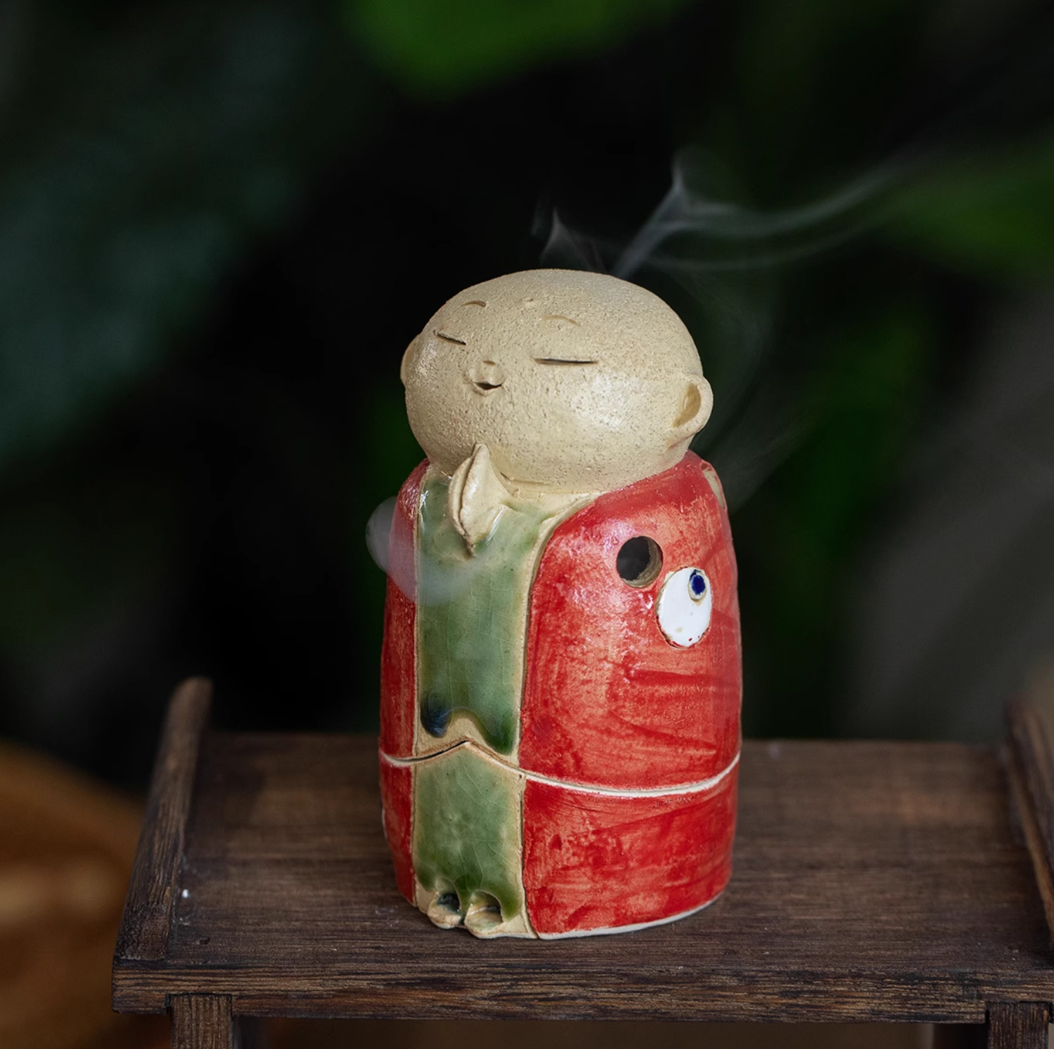 Seto Ware Handmade Rustic Clay Jizo Bodhisattva Incense Burner