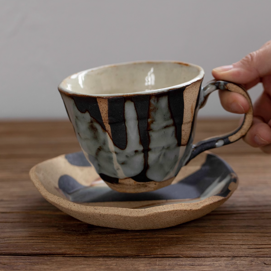 Mino Ware Rustic Hyakuso Ceramic Coffee Cup Set