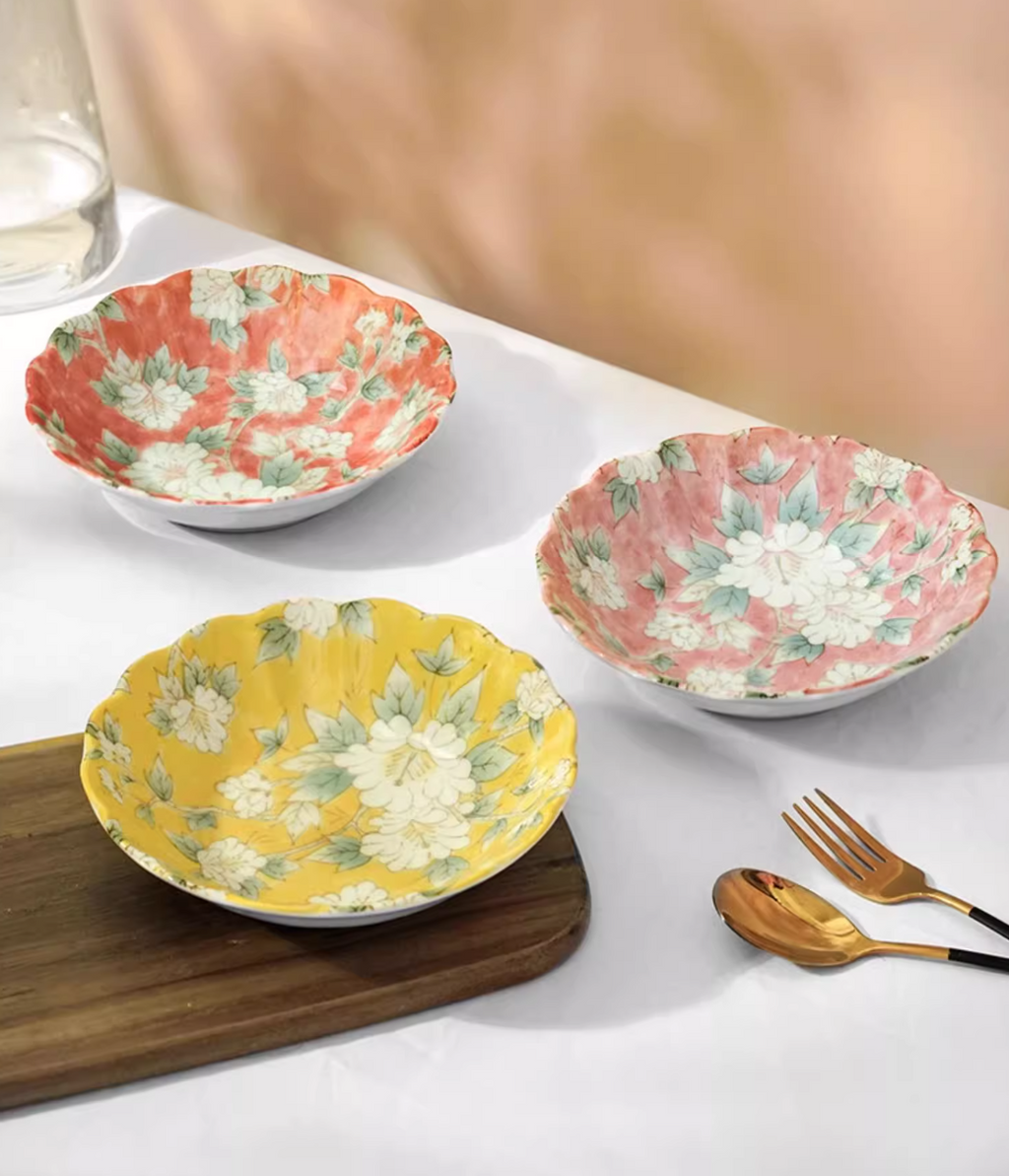 Mino Ware Hibiscus Flower Series Plate Gift Set