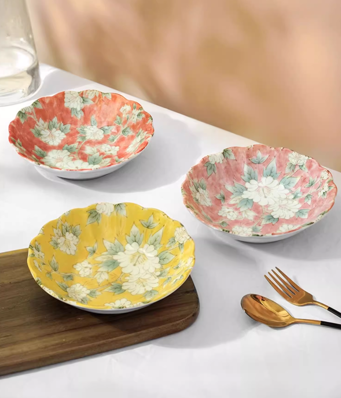 Mino Ware Hibiscus Flower Series Plate Gift Set