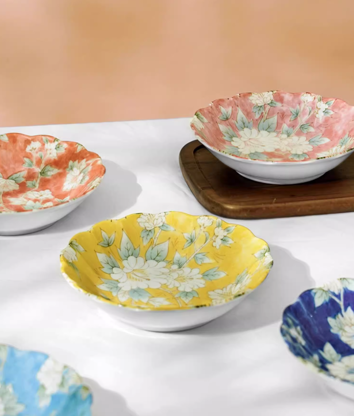 Mino Ware Hibiscus Flower Series Plate Gift Set