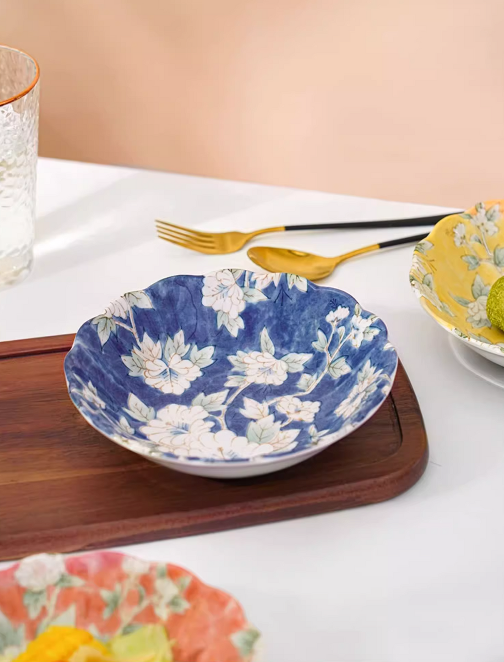 Mino Ware Hibiscus Flower Series Plate Gift Set